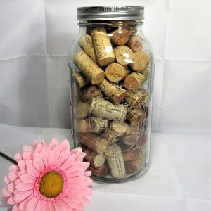 BIG 10" BALL MASON JAR FULL OF WINE CORKS,